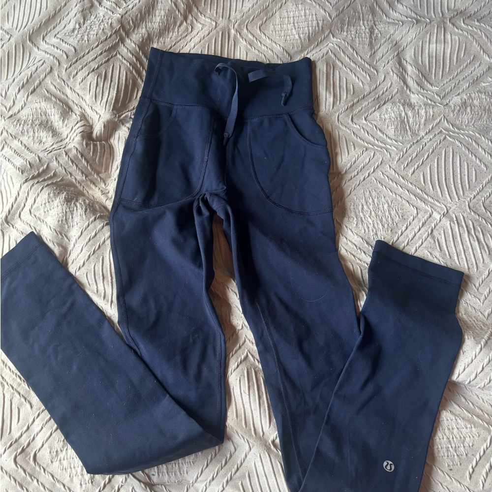 Lululemon Navy Leggings with Pocket Waistband